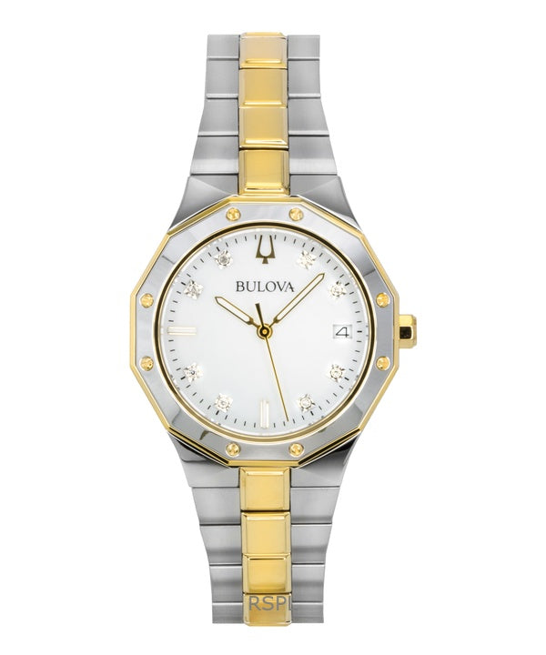 Reloj Bulova Prestige de acero inoxidable con esfera de nácar, cuarzo, 98P234, 100 m, para mujer