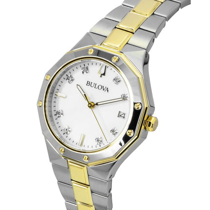 Reloj Bulova Prestige de acero inoxidable con esfera de nácar, cuarzo, 98P234, 100 m, para mujer