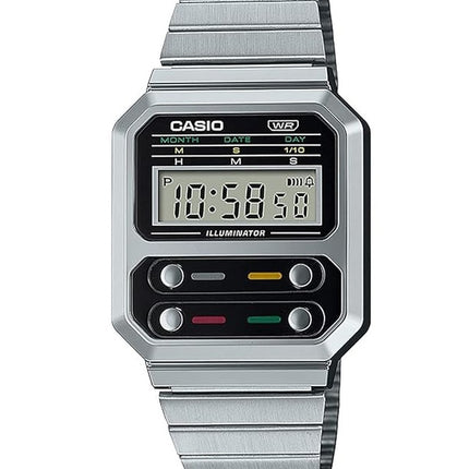 Reloj Casio Vintage Digital de acero inoxidable A100WE-1A A100WE-1 para hombre