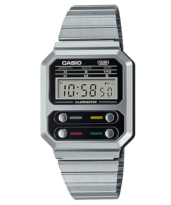 Reloj Casio Vintage Digital de acero inoxidable A100WE-1A A100WE-1 para hombre