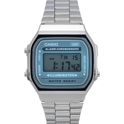 Reloj Casio Vintage Digital de acero inoxidable con pulsera de cuarzo A168WA-3A para hombre