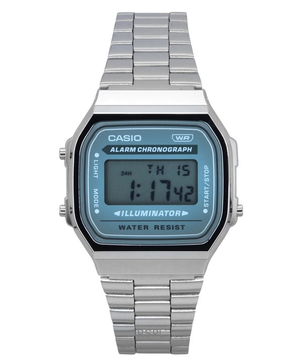 Reloj Casio Vintage Digital de acero inoxidable con pulsera de cuarzo A168WA-3A para hombre