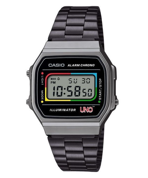 Reloj unisex Casio Vintage Digital UNO modelo de colaboración pulsera de acero inoxidable cuarzo A168WEUC-1A