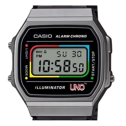 Reloj unisex Casio Vintage Digital UNO modelo de colaboración pulsera de acero inoxidable cuarzo A168WEUC-1A