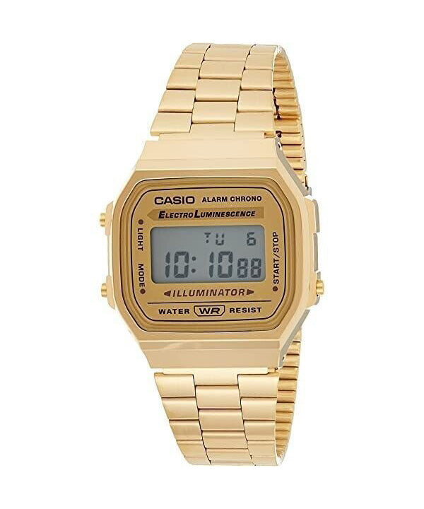 Casio Digital alarma Chrono A168WG-9WDF A168WG-9W Unisex reloj de acero inoxidable