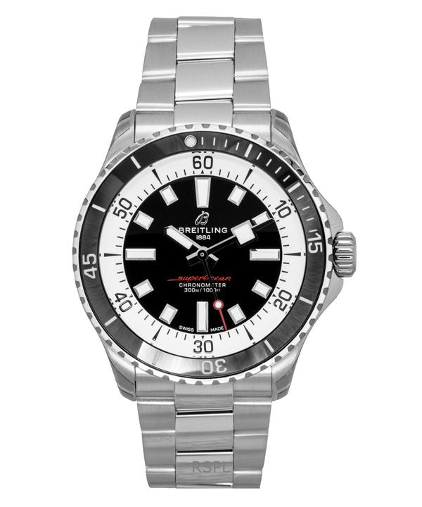 Reloj Breitling Superocean de acero inoxidable con esfera negra, automático, para buceo, 300 m, A17375211B1A1, para hombre