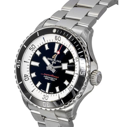Reloj Breitling Superocean de acero inoxidable con esfera negra, automático, para buceo, 300 m, A17375211B1A1, para hombre