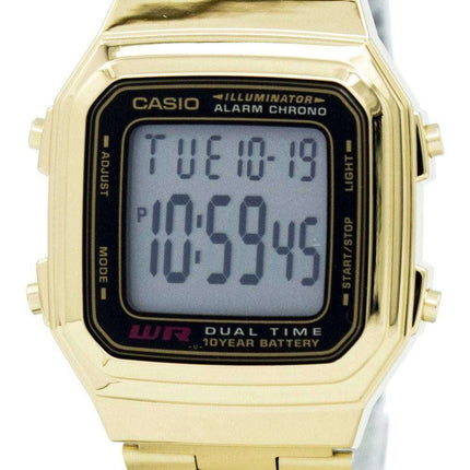 Reloj Casio Digital alarma cronógrafo doble tiempo A178WGA-1ADF A178WGA-1A hombres de acero inoxidable de