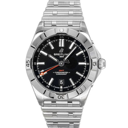 Reloj Breitling Chronomat GMT de acero inoxidable con esfera negra, automático, para buceo, 200 m, A32398101B1A1, para hombre