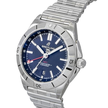 Reloj Breitling Chronomat GMT de acero inoxidable con esfera negra, automático, para buceo, 200 m, A32398101B1A1, para hombre