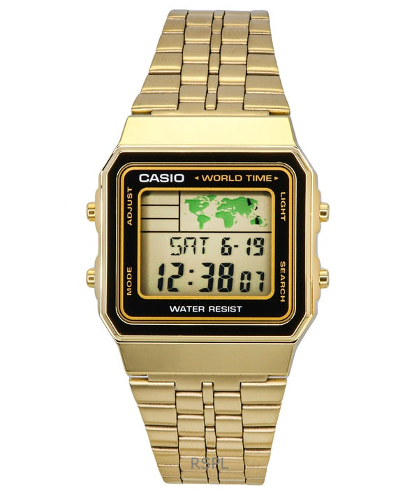 Reloj Casio Digital acero inoxidable mundo tiempo A500WGA-1DF A500WGA-1 de los hombres