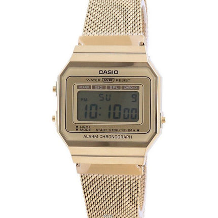 Reloj unisex Casio Youth Vintage en tono dorado de acero inoxidable digital A700WMG-9A