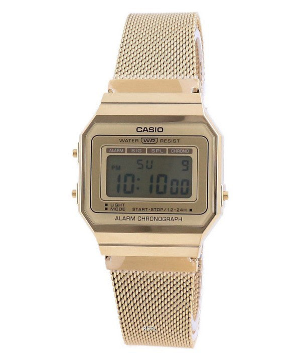 Reloj unisex Casio Youth Vintage en tono dorado de acero inoxidable digital A700WMG-9A