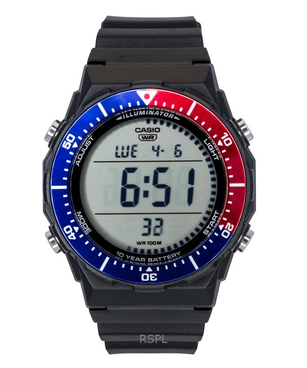 Reloj Casio AE-1700H-1A2V de cuarzo con bisel Pepsi y correa de resina digital multifuncional para hombre, 100 m