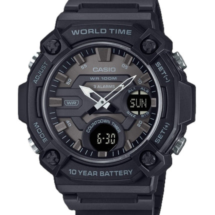 Reloj Casio Standard analógico digital con correa de resina y esfera gris de cuarzo AEQ-120W-1BV 100M para hombre