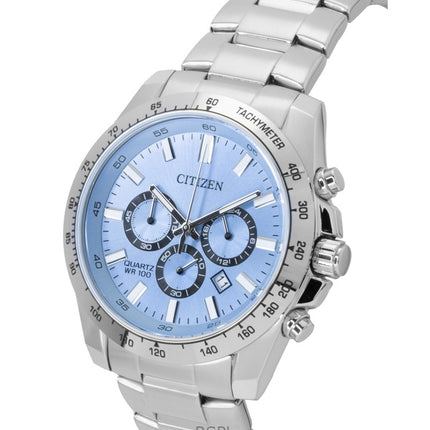 Reloj Citizen Cronógrafo de acero inoxidable con esfera azul de cuarzo AN8230-59L 100M para hombre
