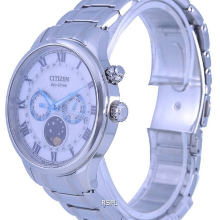 Reloj para hombre Citizen Moon Phase con esfera blanca de acero inoxidable Eco-Drive AP1050-81A