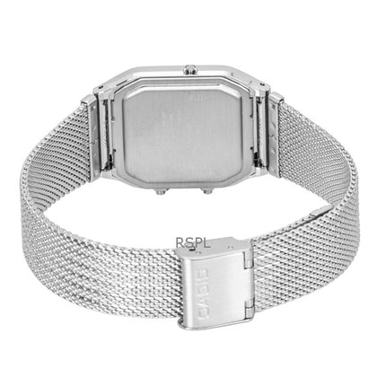 Reloj Casio vintage analógico digital de acero inoxidable con pulsera de malla y esfera azul de cuarzo AQ-230EM-2A unisex
