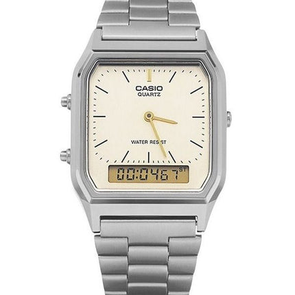 Reloj Casio Vintage analógico digital gris con baño de iones de cuarzo AQ-230GG-9A para hombre
