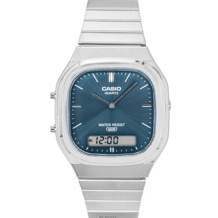 Reloj Casio vintage analógico digital de acero inoxidable con esfera azul cielo de cuarzo AQ-240E-3A unisex