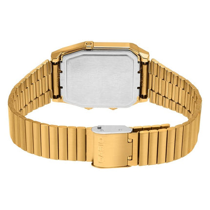Reloj unisex Casio Vintage analógico digital de acero inoxidable chapado en oro con esfera beige de cuarzo AQ-800EG-9A