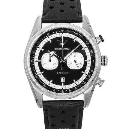 Reloj cronógrafo Emporio Armani AR11635 para hombre, correa de piel, esfera negra, cuarzo