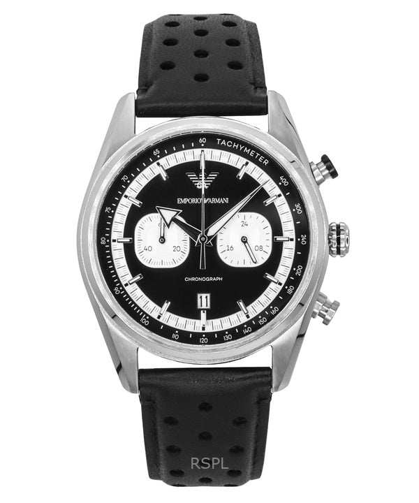 Reloj cronógrafo Emporio Armani AR11635 para hombre, correa de piel, esfera negra, cuarzo