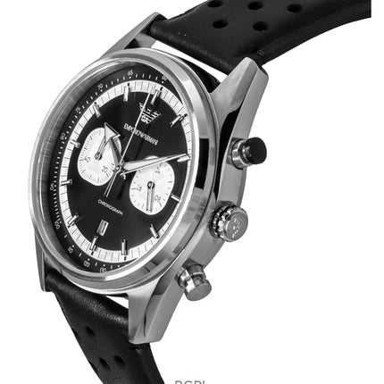 Reloj cronógrafo Emporio Armani AR11635 para hombre, correa de piel, esfera negra, cuarzo