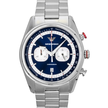 Reloj cronógrafo Emporio Armani Racer de acero inoxidable con esfera azul y cuarzo AR11676 para hombre