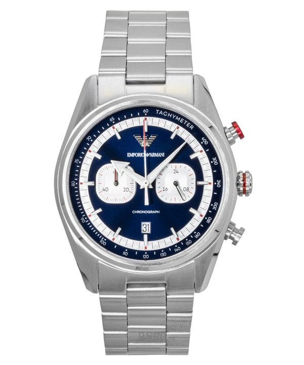 Reloj cronógrafo Emporio Armani Racer de acero inoxidable con esfera azul y cuarzo AR11676 para hombre