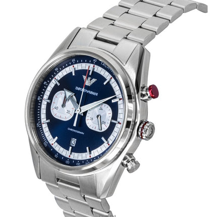 Reloj cronógrafo Emporio Armani Racer de acero inoxidable con esfera azul y cuarzo AR11676 para hombre