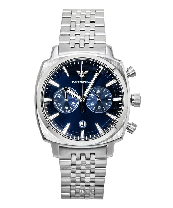 Reloj cronógrafo Emporio Armani de acero inoxidable con esfera azul y cuarzo AR11688 para hombre