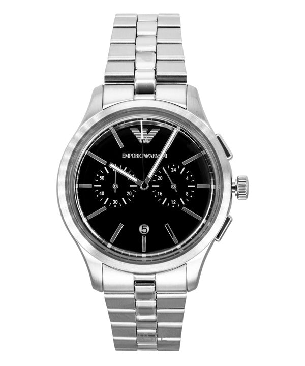 Reloj cronógrafo Emporio Armani de acero inoxidable con esfera negra y cuarzo AR11691 para hombre