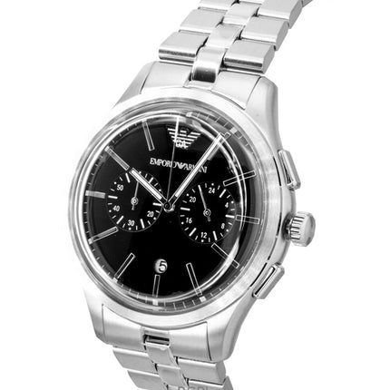 Reloj cronógrafo Emporio Armani de acero inoxidable con esfera negra y cuarzo AR11691 para hombre