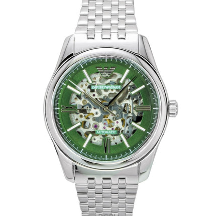 Reloj automático Emporio Armani AR60091 de acero inoxidable con esfera esqueletizada verde para hombre