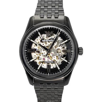 Reloj automático Emporio Armani AR60093 de acero inoxidable con esfera esqueletizada negra para hombre