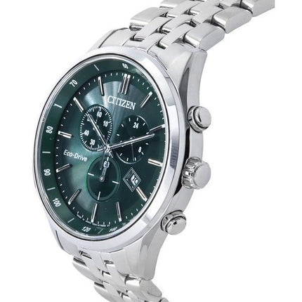 Reloj para hombre Citizen Classic Corso Eco-Drive cronógrafo de acero inoxidable con esfera verde AT2149-85X 100M