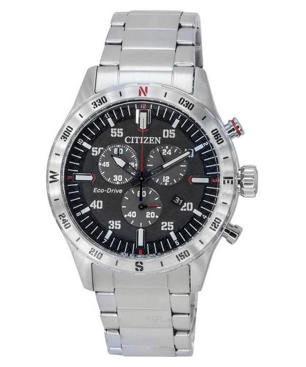 Citizen Eco-Drive Cronógrafo Acero inoxidable Esfera negra AT2520-89E 100M Reloj para hombre