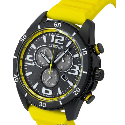 Reloj Citizen Brycen Chronograph para hombre, modelo AT2585-08E, con correa de silicona, esfera negra y movimiento Eco-Drive (100 m).