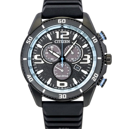 Reloj Citizen Brycen Chronograph para hombre, modelo AT2587-02E, con correa de silicona, esfera negra y movimiento Eco-Drive (100 m).