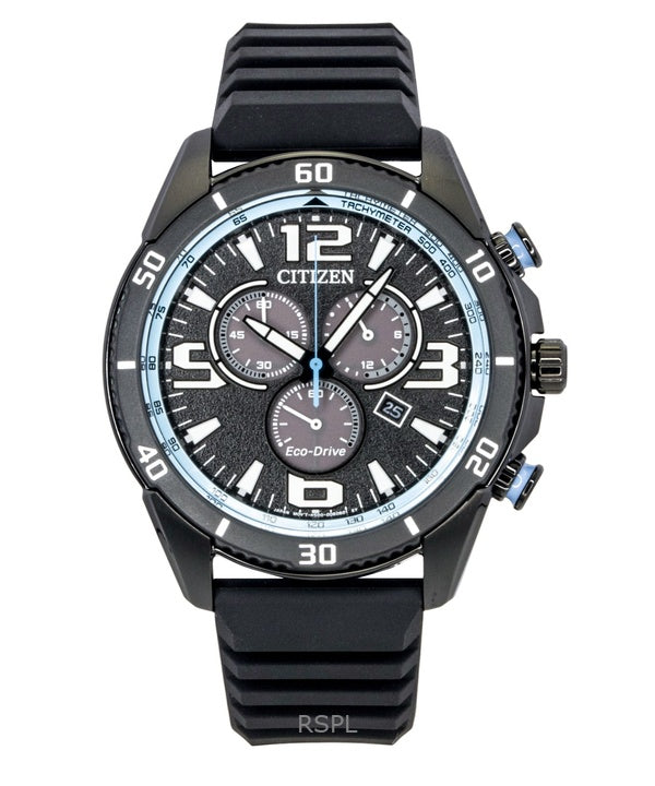 Reloj Citizen Brycen Chronograph para hombre, modelo AT2587-02E, con correa de silicona, esfera negra y movimiento Eco-Drive (100 m).