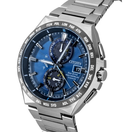 Reloj Citizen Cronógrafo Super Titanium con esfera azul Eco-Drive AT8234-85L 100M para hombre