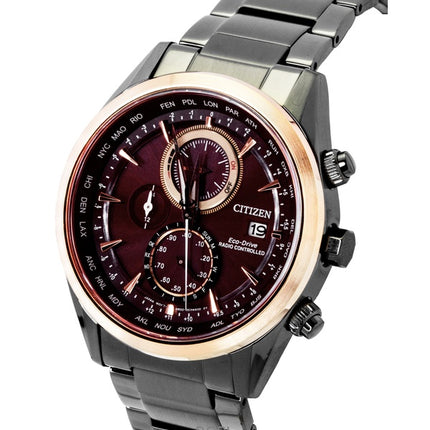 Reloj Citizen Attesa Perpetual Radio Controlled Chronograph de acero inoxidable con esfera roja Eco-Drive AT8267-86X 100M para hombre
