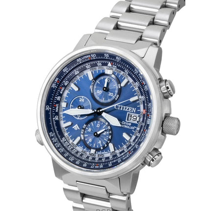 Reloj Citizen Promaster Sky Eco-Drive Cronógrafo de acero inoxidable con esfera azul para buceo AT8300-58L 200M para hombre