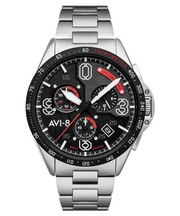 AVI-8 P-51 Mustang Legion Blakeslee Pilot Cronógrafo Esfera negra Cuarzo AV-4077-11 Reloj para hombre