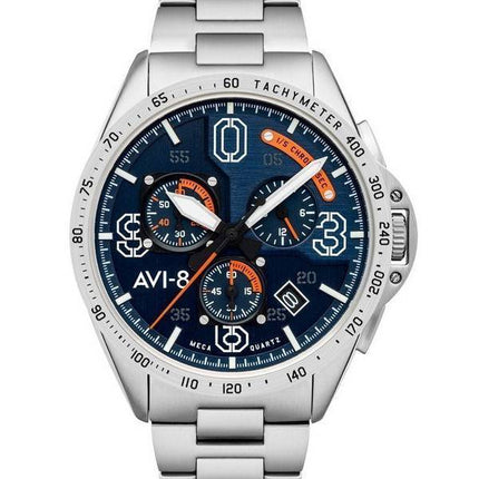 AVI-8 P-51 Mustang Silver Oak Blakeslee Cronógrafo Esfera azul Cuarzo AV-4077-22 Reloj para hombre