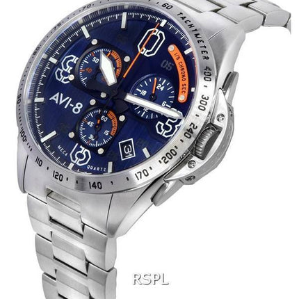 AVI-8 P-51 Mustang Silver Oak Blakeslee Cronógrafo Esfera azul Cuarzo AV-4077-22 Reloj para hombre