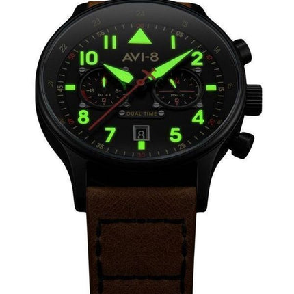 AVI-8 Hawker Hurricane Carey Reloj de cuarzo con esfera negra Debden y hora dual AV-4088-03 para hombre
