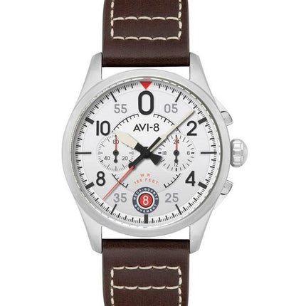 AVI-8 Spitfire Lock Cronógrafo Avión Esfera blanca Cuarzo AV-4089-05 Reloj para hombre