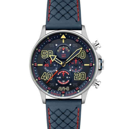 Reloj de cuarzo con esfera azul y correa de piel Rumbold AVI-8 Hawker Typhoon Coningham Chronograph AV-4093-0C para hombre